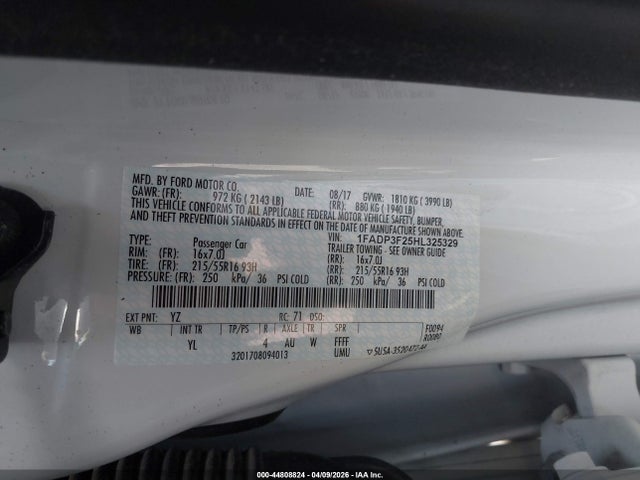 Ford FOCUS SE 2017 1FADP3F25HL325329 Image 9