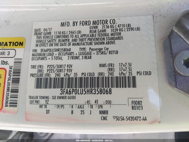 2017 FORD FUSION HYBRID 3FA6P0LU5HR358068 Photo 8