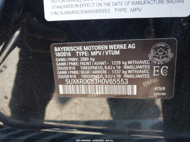 Продаж на аукціоні авто 2017 Bmw X5 Xdrive35i, vin: 5UXKR0C53H0V65553, номер лоту: 44808880