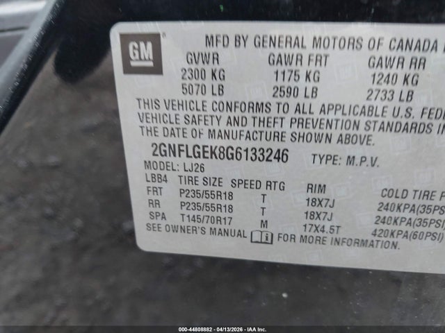 Продаж на аукціоні авто 2016 Chevrolet Equinox Ltz, vin: 2GNFLGEK8G6133246, номер лоту: 44808882