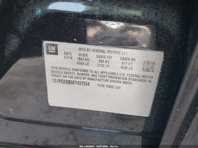 1G1PC5SB5E7437534 Chevrolet Cruze 1lt Auto