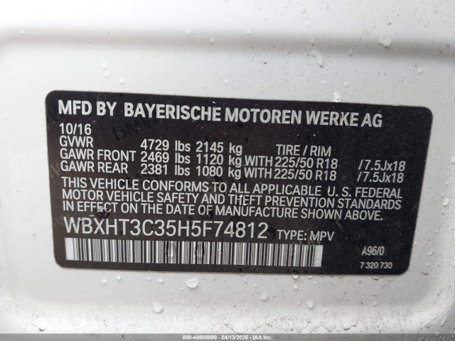 2017 Bmw X1 Xdrive28i მანქანა იყიდება აუქციონზე, vin: WBXHT3C35H5F74812, აუქციონის ნომერი: 44808890