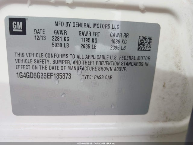 44808933 :رقم المزاد ، 1G4GD5G35EF185873 vin ، 2014 Buick Lacrosse Premium I Group مزاد بيع