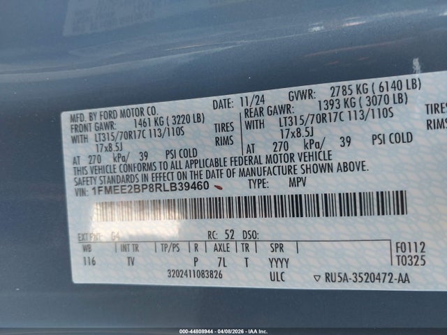 Aukcja sprzedaży 2024 Ford Bronco Wildtrak, vin: 1FMEE2BP8RLB39460, numer aukcji: 44808944