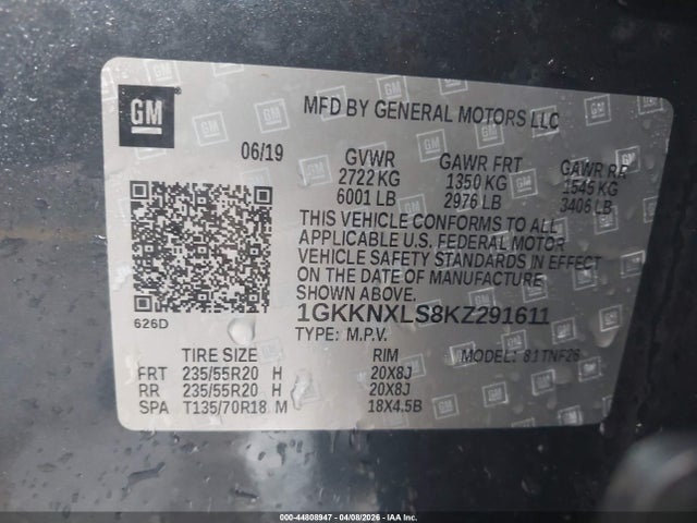 1GKKNXLS8KZ291611 GMC Acadia Denali