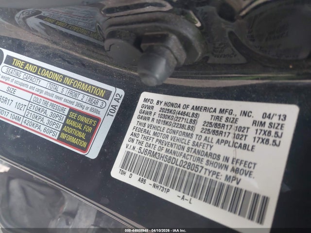 2013 HONDA CR-V 5J6RM3H58DL028057 Photo 8