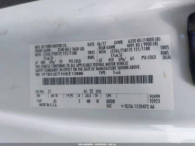 Продажа на аукционе авто 2017 Ford F-350 Xl, vin: 1FT8X3DT1HEE13886, номер лота: 44808954