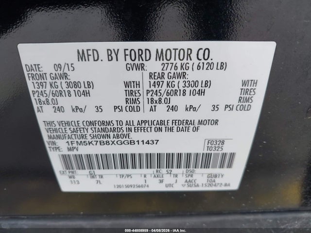 1FM5K7B8XGGB11437 Ford Explorer