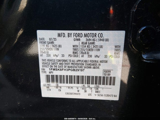 Ford Explorer Limited 2023 1FMSK8FH3PGB29197 Image 9