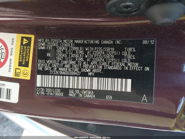 Продаж на аукціоні авто 2013 Lexus Rx 350, vin: 2T2ZK1BA6DC099427, номер лоту: 44808975