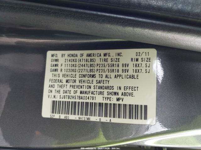 Продаж на аукціоні авто 2011 Acura Rdx Tech Pkg, vin: 5J8TB2H57BA004791, номер лоту: 44808976