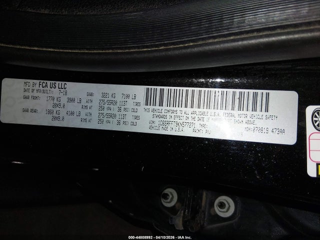 44808992 :رقم المزاد ، 1C6SRFFT9KN577271 vin ، 2019 Ram 1500 مزاد بيع