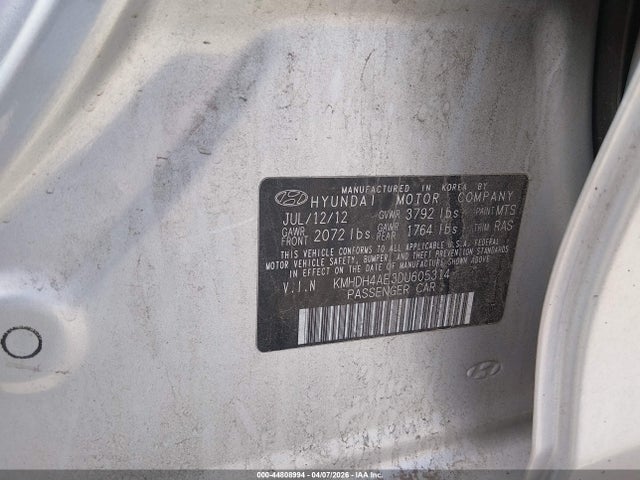 2013 Hyundai Elantra Gls/limited მანქანა იყიდება აუქციონზე, vin: KMHDH4AE3DU605314, აუქციონის ნომერი: 44808994