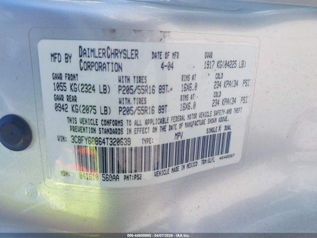 2004 CHRYSLER PT CRUISER 3C8FY68864T320639 Photo 8