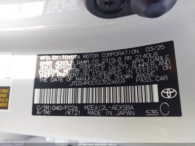 JTDS4MCE5S3524659 Toyota COROLLA SE