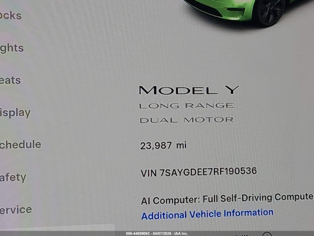 Продаж на аукціоні авто 2024 Tesla Model Y Long Range Dual Motor All-wheel Drive, vin: 7SAYGDEE7RF190536, номер лоту: 44809063