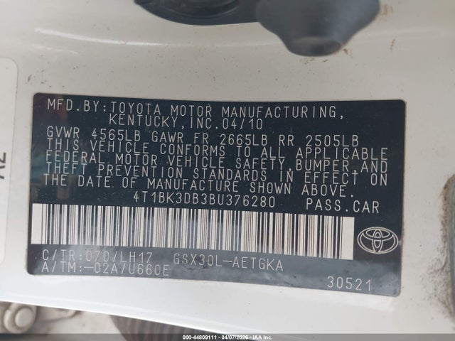 Продажа на аукционе авто 2011 Toyota Avalon, vin: 4T1BK3DB3BU376280, номер лота: 44809111
