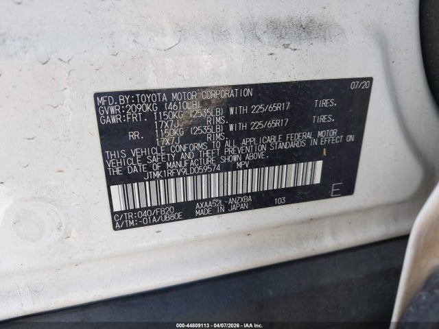 Toyota RAV4 LE 2020 JTMK1RFV9LD059574 Image 9
