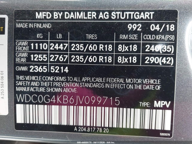 WDC0G4KB6JV099715 Mercedes-Benz Glc 300 4matic