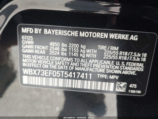 2026 Bmw X1 Xdrive28i მანქანა იყიდება აუქციონზე, vin: WBX73EF05T5417411, აუქციონის ნომერი: 44809181