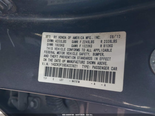 1HGCR2F39EA023621 Honda ACCORD LX
