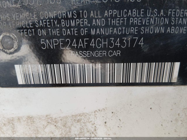 5NPE24AF4GH343174 Hyundai SONATA SE