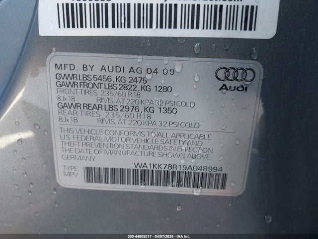 2009 AUDI Q5 WA1KK78R19A048994 Photo 8