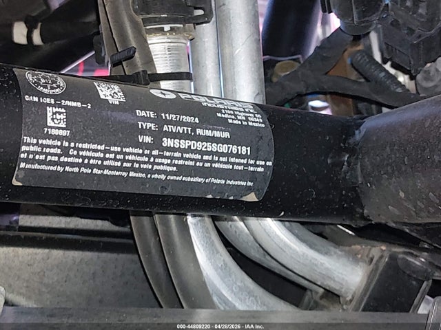 Продаж на аукціоні авто 2025 Polaris Rzr Pro S Ultimate, vin: 3NSSPD925SG076181, номер лоту: 44809220