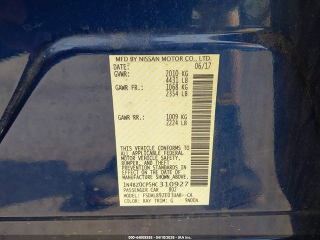 2017 NISSAN LEAF 1N4BZ0CP5HC310927 Photo 8