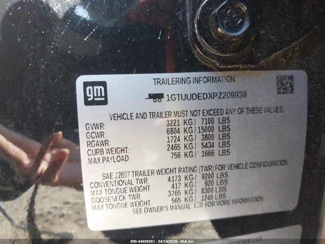 44809261 :رقم المزاد ، 1GTUUDEDXPZ209938 vin ، 2023 Gmc Sierra 1500 4wd  Short Box Slt مزاد بيع