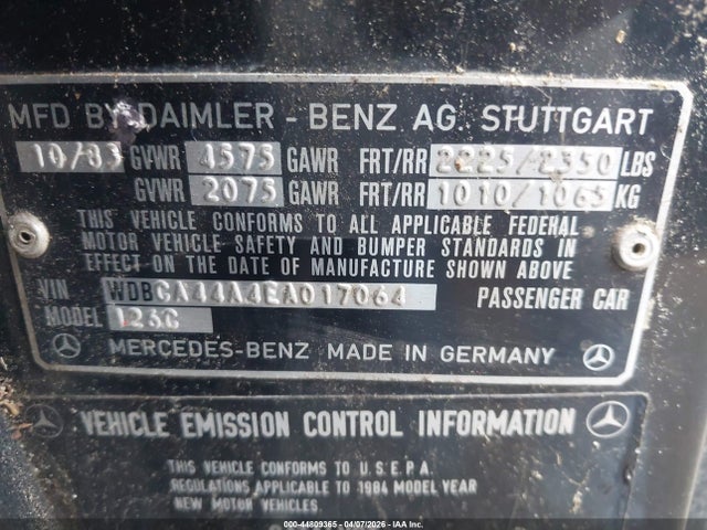 1984 MERCEDES-BENZ 500 WDBCA44A4EA017064 Photo 8
