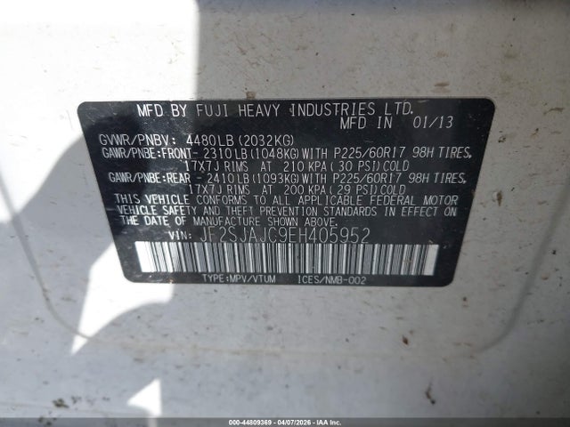 Aukcja sprzedaży 2014 Subaru Forester 2.5i Limited, vin: JF2SJAJC9EH405952, numer aukcji: 44809369