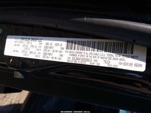2013 Ram 1500 Tradesman მანქანა იყიდება აუქციონზე, vin: 3C6JR6AT0DG526613, აუქციონის ნომერი: 44809390