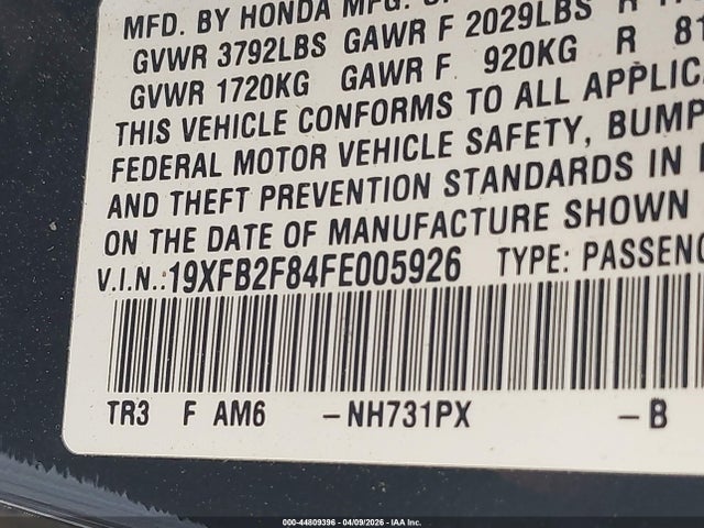 19XFB2F84FE005926 Honda CIVIC EX