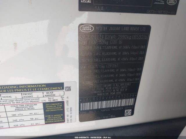 Aukcja sprzedaży 2019 Land Rover Discovery Se, vin: SALRG2RV6K2413098, numer aukcji: 44809470