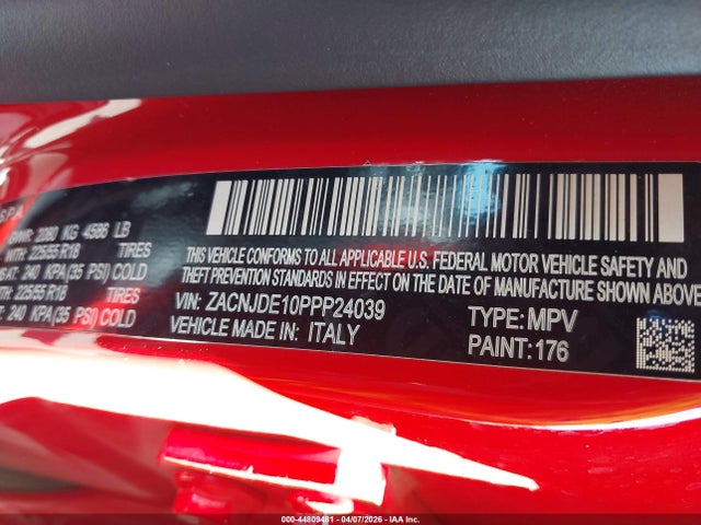 Aukcja sprzedaży 2023 Jeep Renegade Altitude 4x4, vin: ZACNJDE10PPP24039, numer aukcji: 44809481
