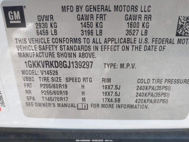 Продажа на аукционе авто 2016 Gmc Acadia Slt-1, vin: 1GKKVRKD8GJ139297, номер лота: 44809494