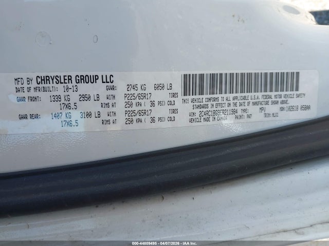 Продажа на аукционе авто 2014 Chrysler Town & Country Touring, vin: 2C4RC1BG9ER211984, номер лота: 44809495