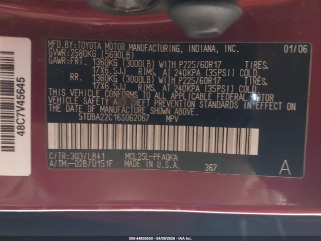 2006 TOYOTA SIENNA 5TDBA22C16S062067 Photo 8