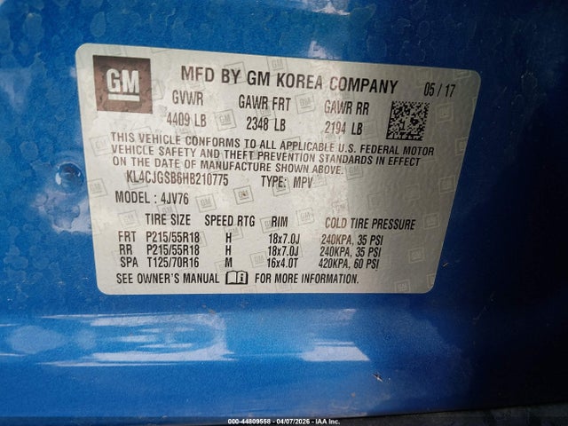 Продаж на аукціоні авто 2017 Buick Encore Essence, vin: KL4CJGSB6HB210775, номер лоту: 44809558