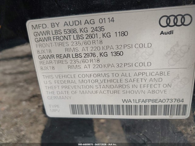 2014 AUDI Q5 WA1LFAFP8EA073764 Photo 8