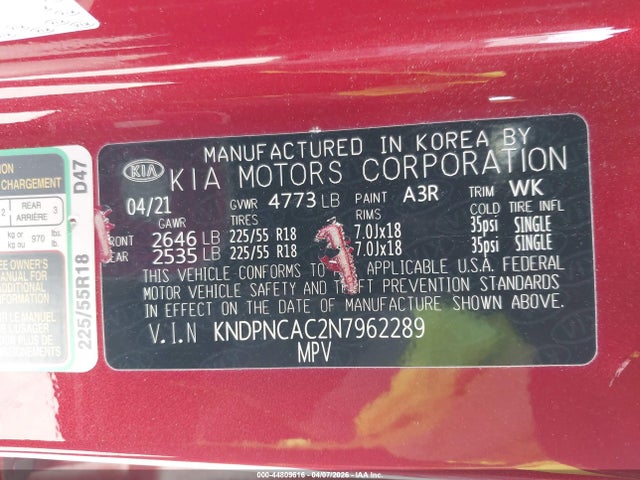 Продаж на аукціоні авто 2022 Kia Sportage Ex, vin: KNDPNCAC2N7962289, номер лоту: 44809616