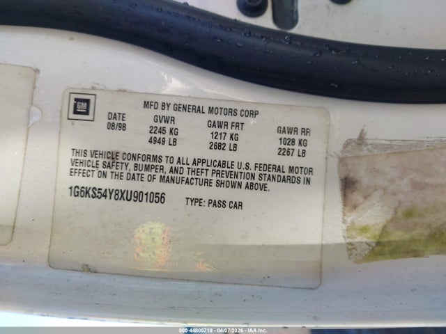 Продаж на аукціоні авто 1999 Cadillac Seville Sls, vin: 1G6KS54Y8XU901056, номер лоту: 44809718