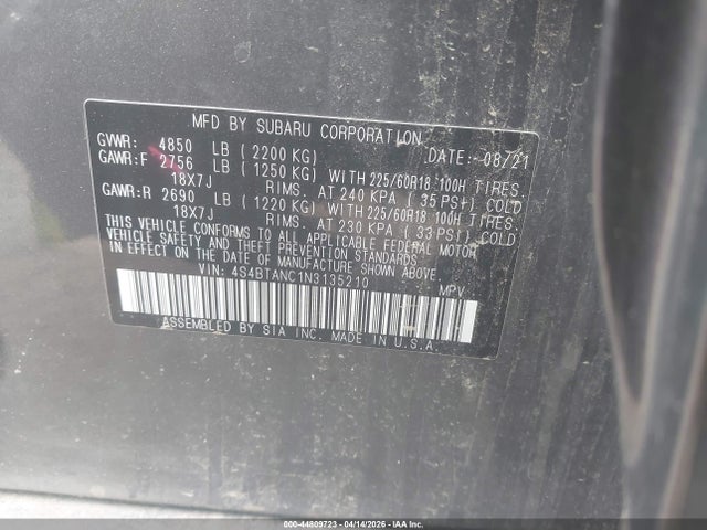 2022 SUBARU OUTBACK 4S4BTANC1N3135210 Photo 8