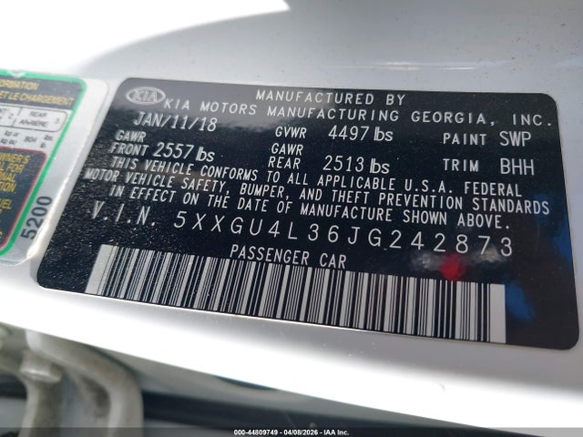 5XXGU4L36JG242873 KIA OPTIMA EX