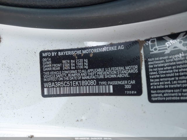 2014 Bmw 435i Xdrive მანქანა იყიდება აუქციონზე, vin: WBA3R5C51EK189080, აუქციონის ნომერი: 44809760