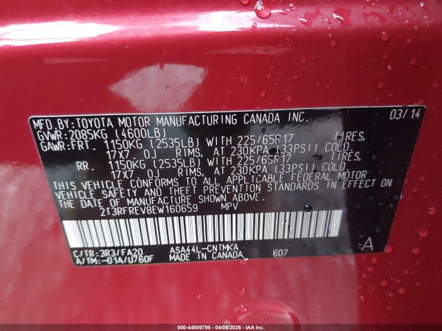 Toyota Rav4 Xle 2014 2T3RFREV8EW160659 Image 9