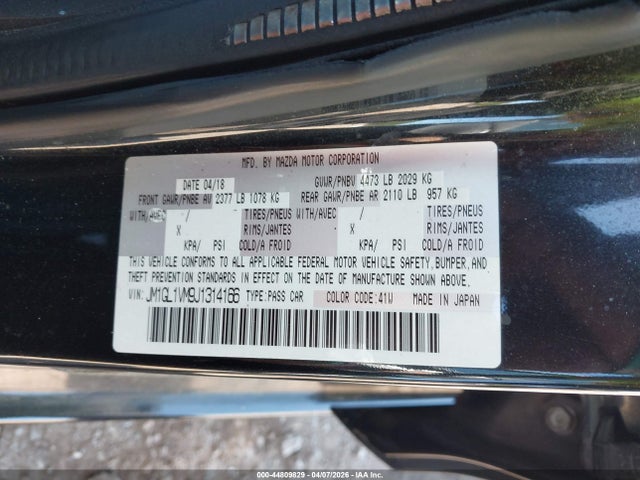 44809829 :رقم المزاد ، JM1GL1VM9J1314166 vin ، 2018 Mazda Mazda6 Touring مزاد بيع
