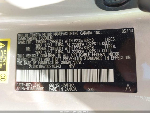 Aukcja sprzedaży 2013 Lexus Rx 350, vin: 2T2BK1BA7DC210343, numer aukcji: 44809850