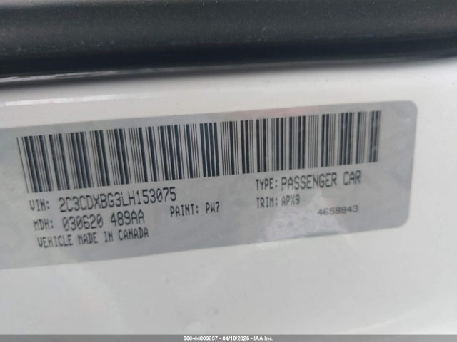 44809857 :رقم المزاد ، 2C3CDXBG3LH153075 vin ، 2020 Dodge Charger Sxt Rwd مزاد بيع